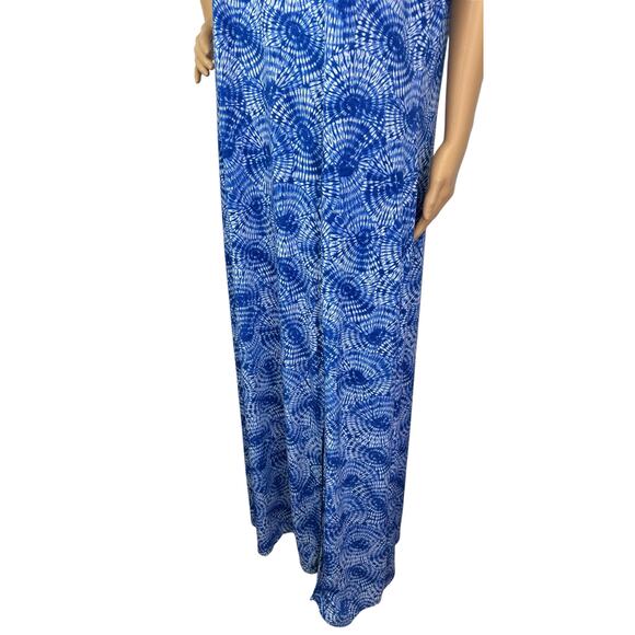 NWT Michael Kors Maxi Dress Blue Sunburst Logo Strap Side Slit Size XL - Picture 8 of 12